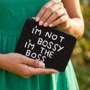 Beaded Not Bossy The Boss Slogan Coin Pouch