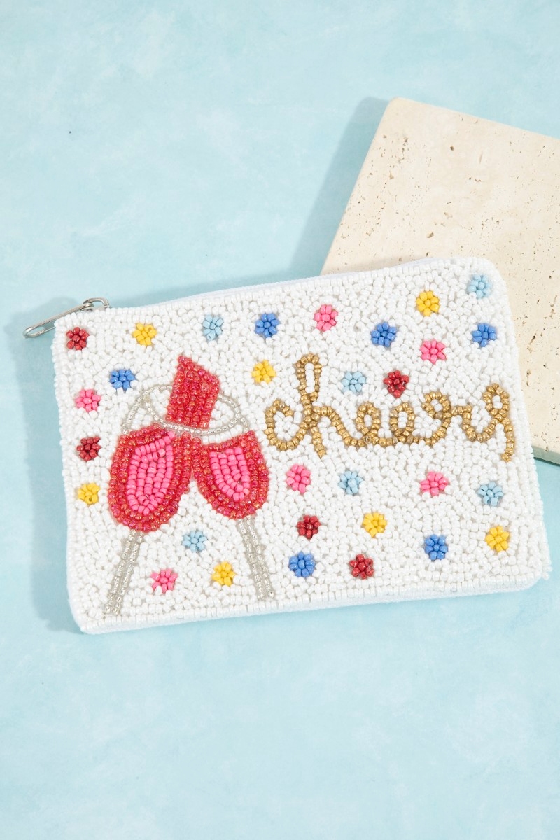 Cheers Toast Seed Beaded Coin Purse