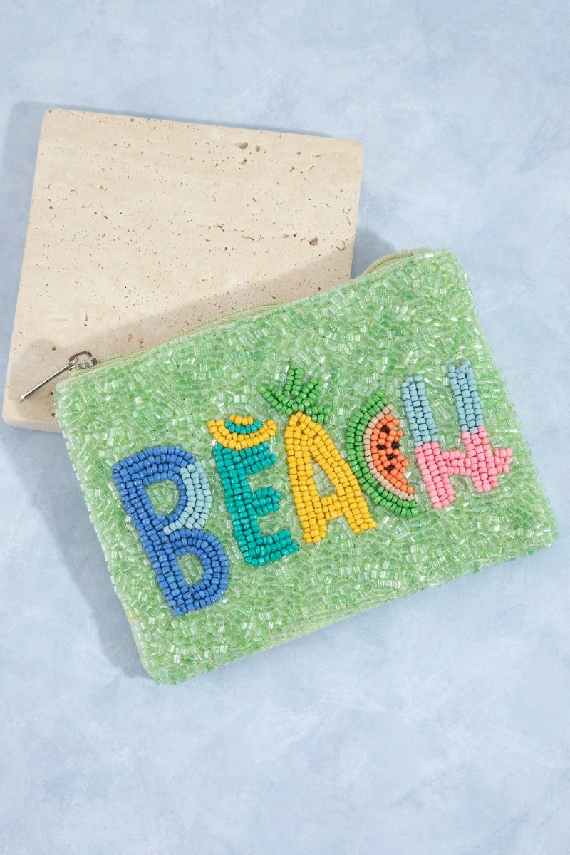 Vibrant Beach Seed Beaded Coin Purse
