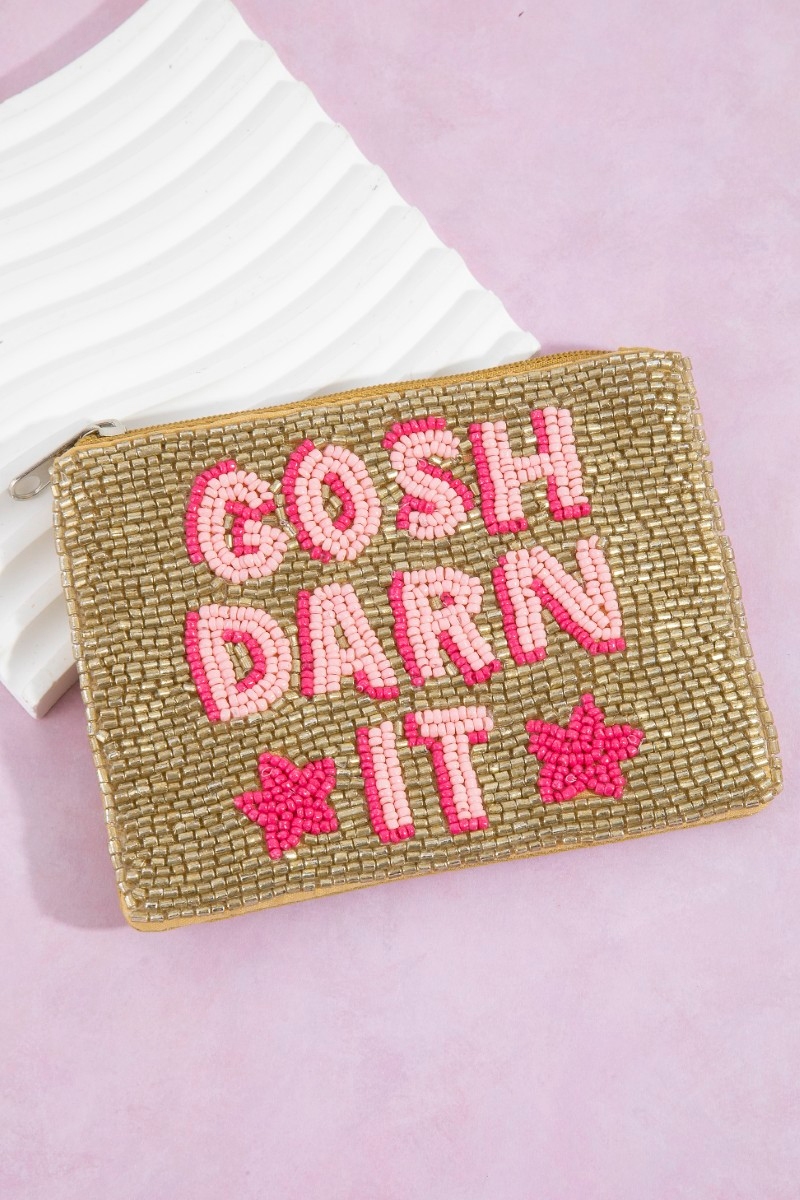Gosh Darn It Seed Beaded Coin Purse