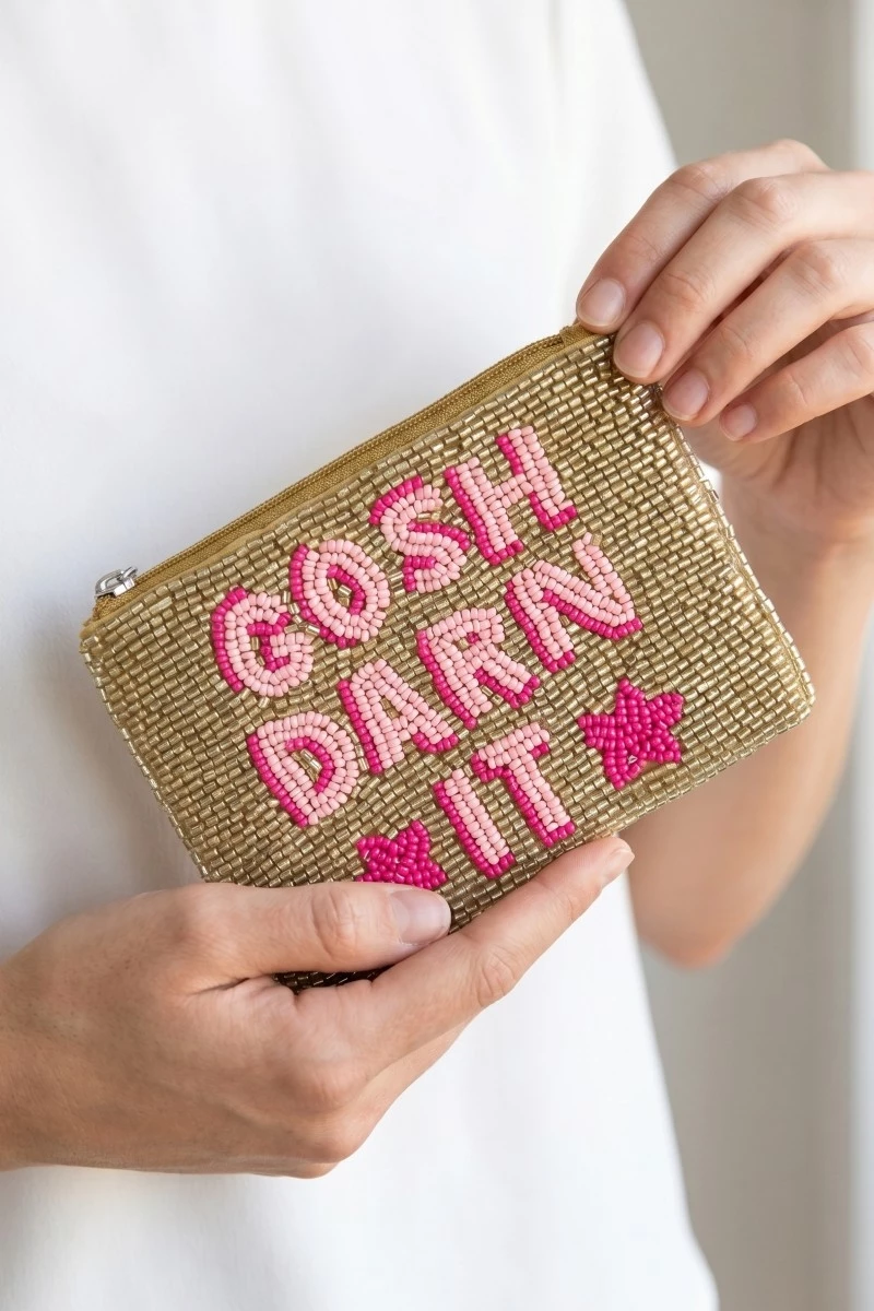 Gosh Darn It Seed Beaded Coin Purse