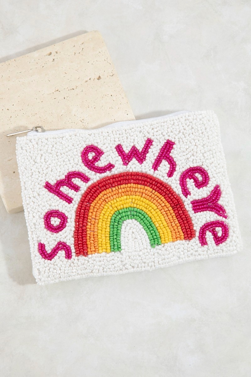 Somewhere Over The Rainbow Seed Beaded Coin Purse