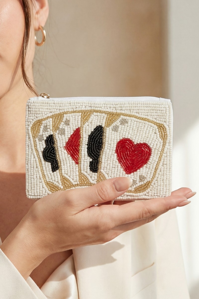 Playing Cards Seed Beaded Coin Purse