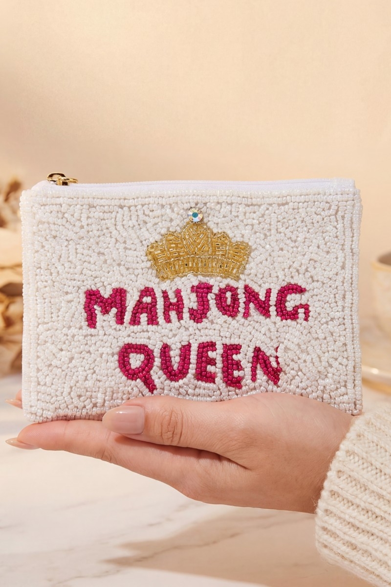 Mahjong Queen Seed Beaded Coin Purse
