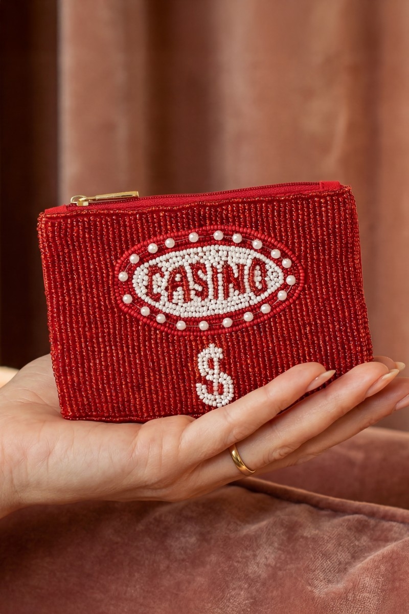 Casino Money Seed Beaded Coin Purse