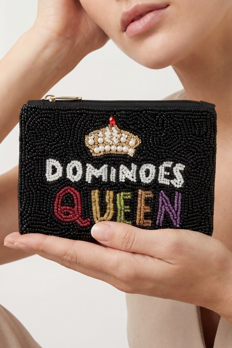 Dominoes Queen Seed Beaded Coin Purse