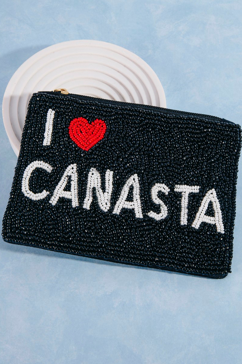 I Love Canasta Beaded Coin Purse