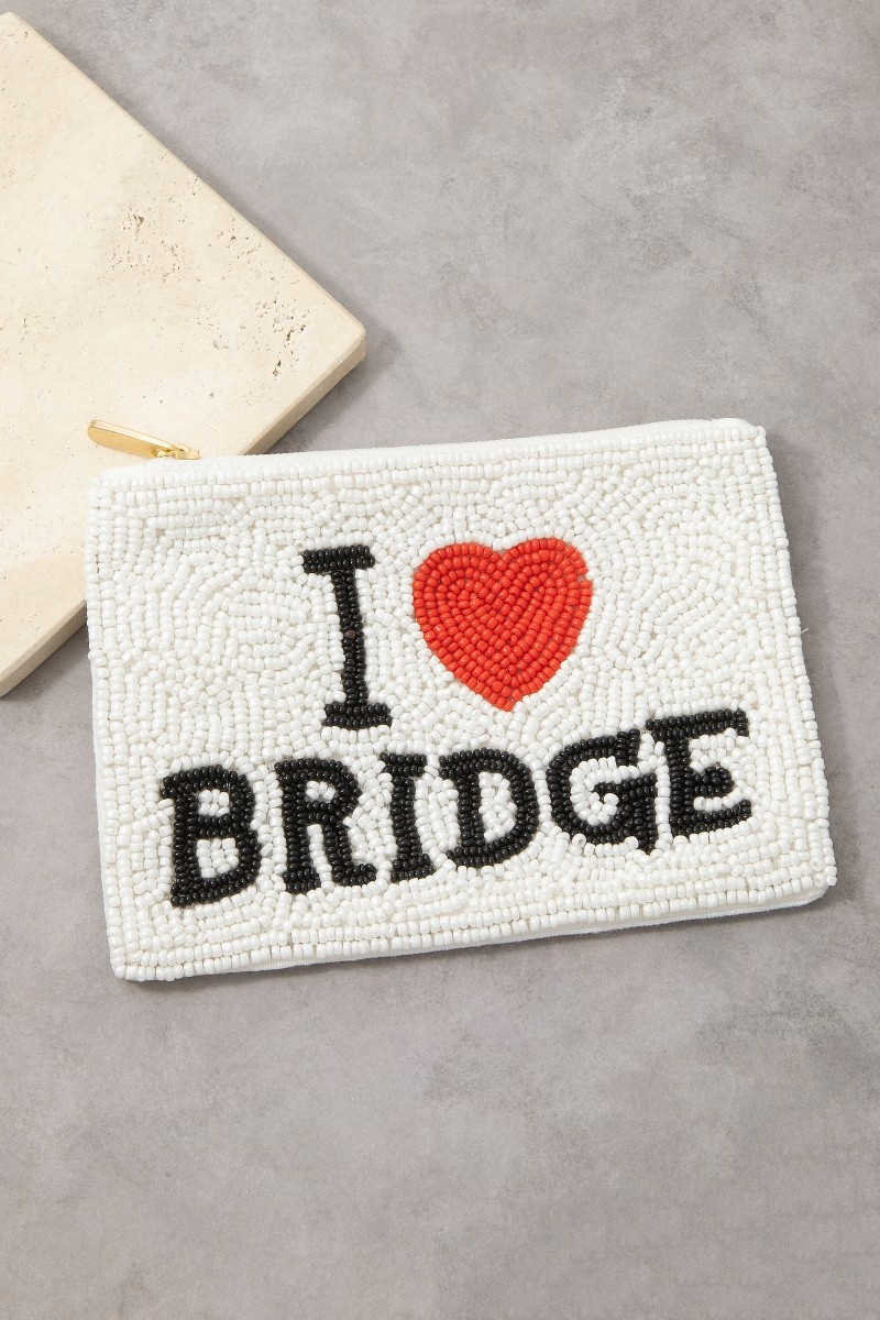 I Love Bridge Beaded Coin Purse