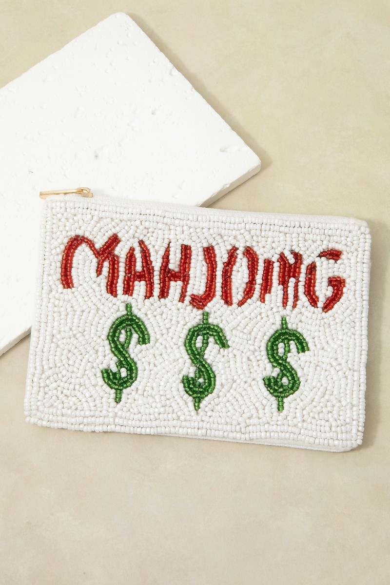 Mahjong $$$ Beaded Zip Coin Purse