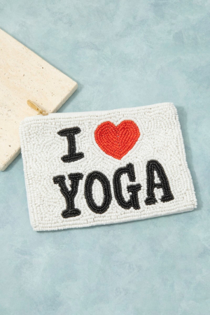 I Love Yoga Beaded Coin Purse