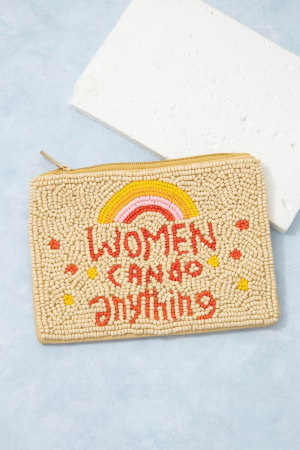 Women Can Do Anything Beaded Coin Purse