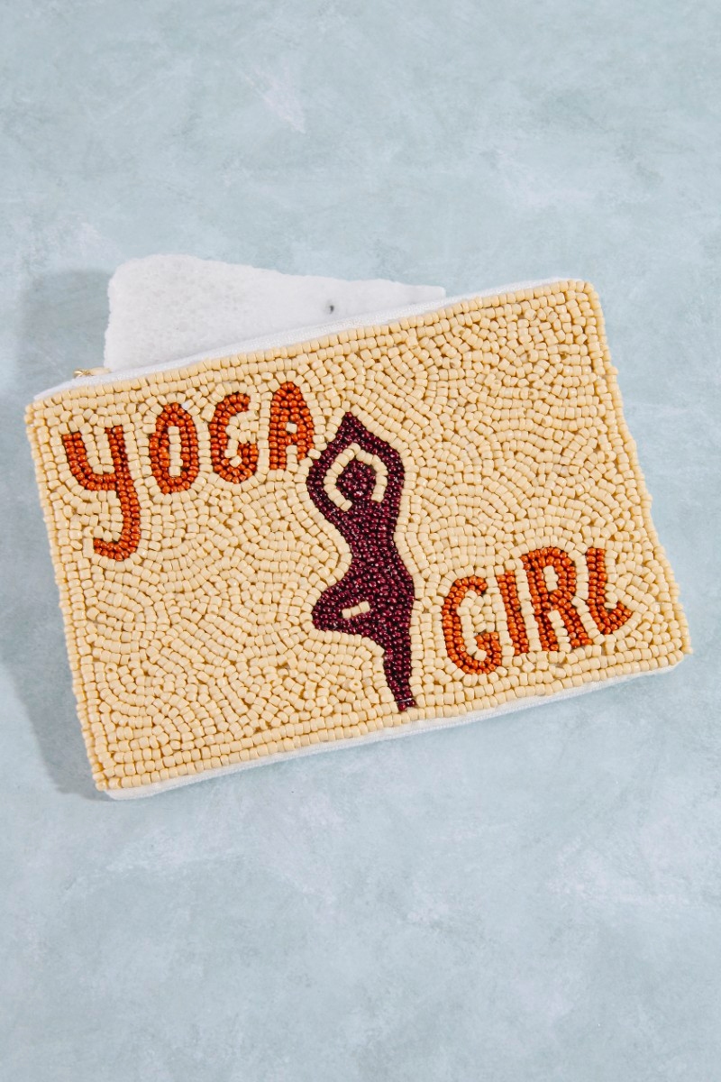 Yoga Girl Beaded Coin Purse