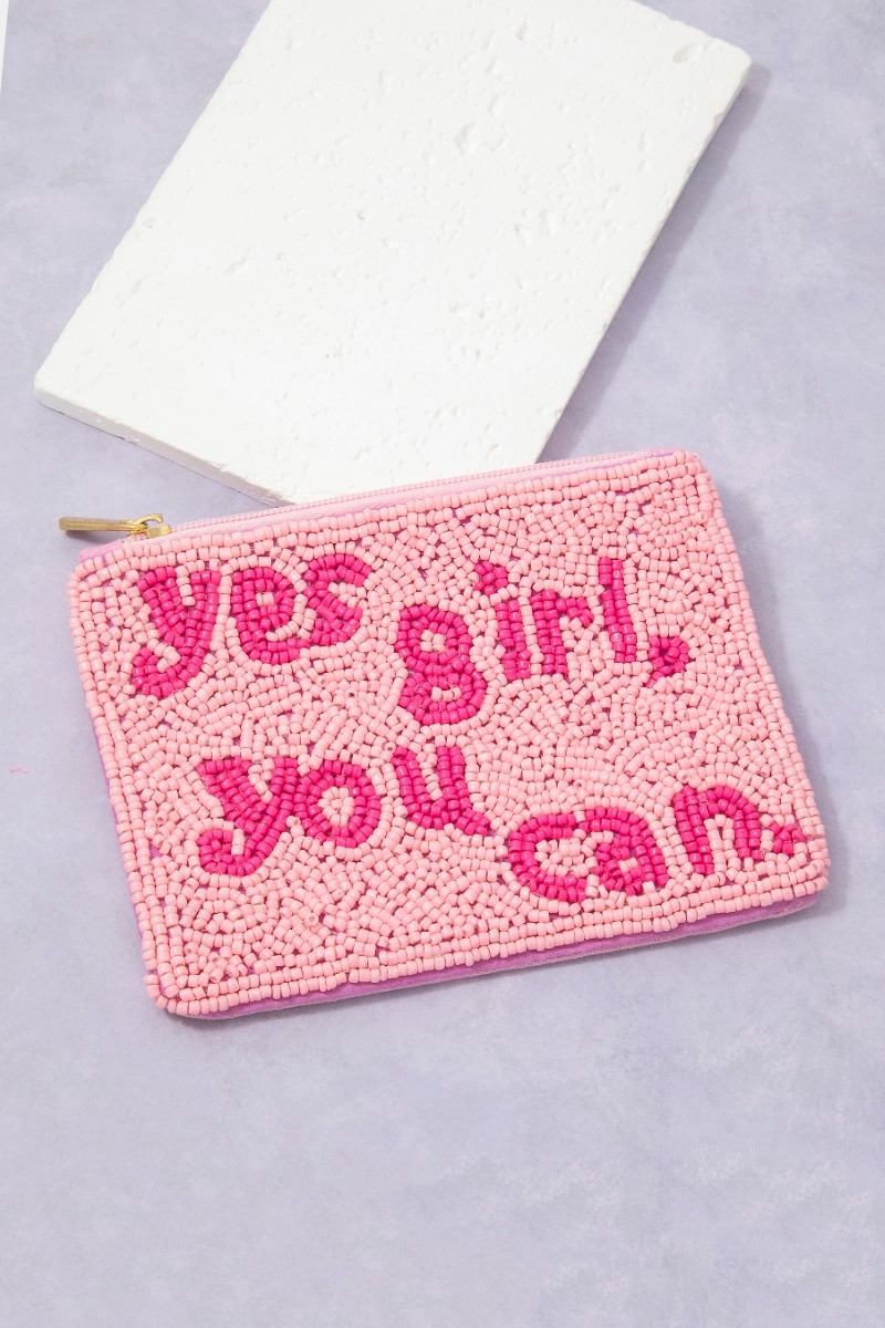 Yes Girl You Can Beaded Coin Purse