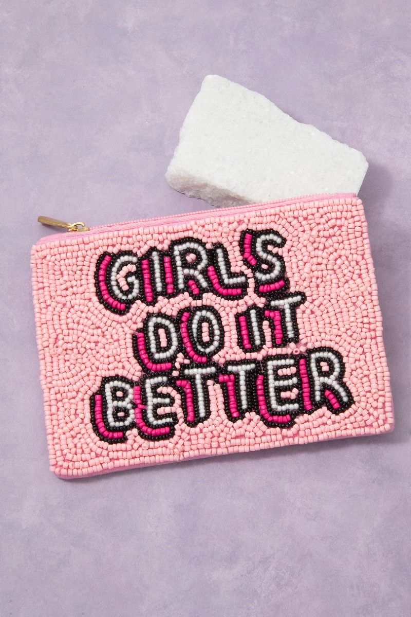 Girls Do It Better Beaded Zip Coin Purse