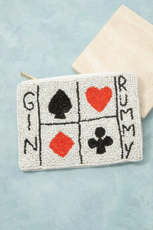 Gin Rummy Card Suits Beaded Coin Purse