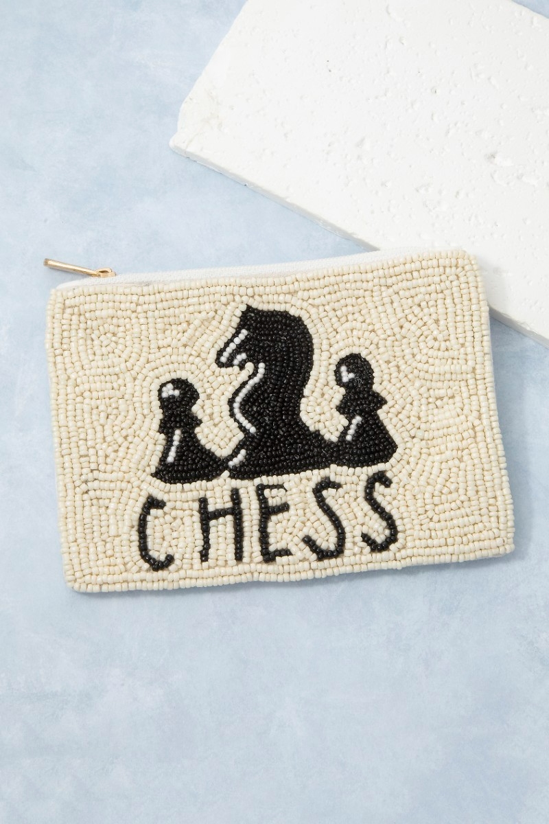 Chess Beaded Coin Purse