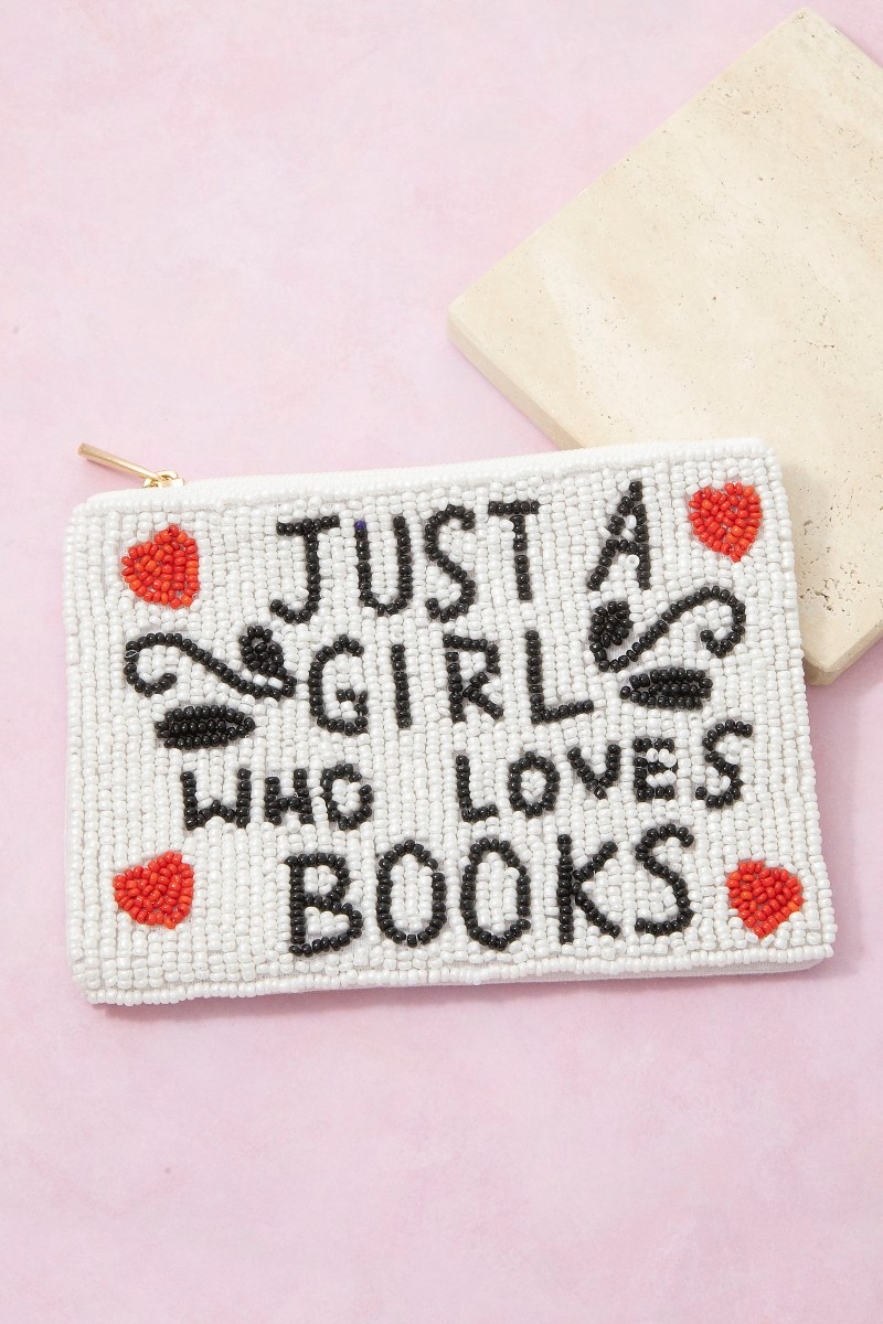 Just A Girl Who Loves Books Beaded Coin Purse