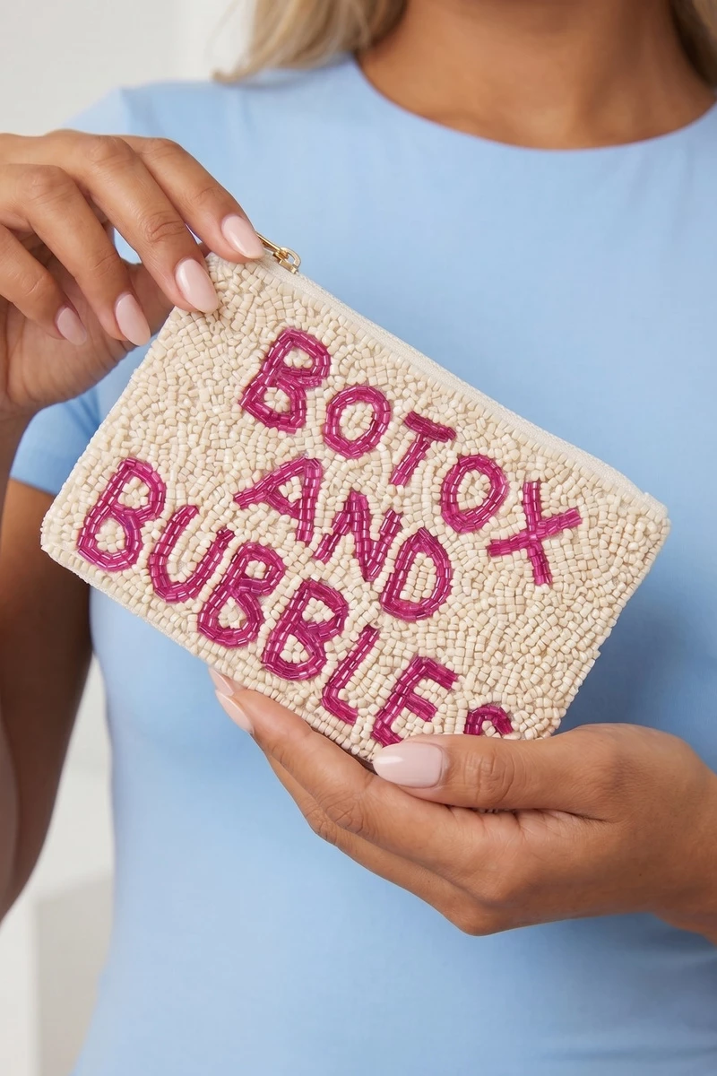 Botox And Bubbles Beaded Coin Pouch