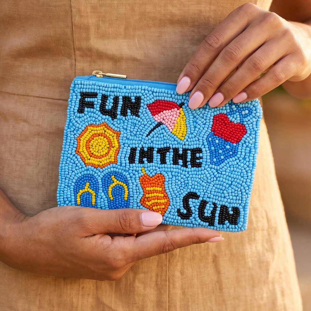 Fun In The Sun Beaded Coin Pouch