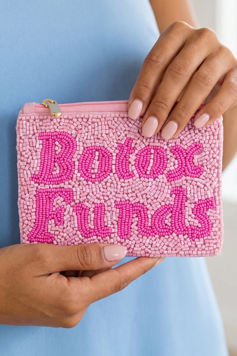 Botox Funds Slogan Beaded Coin Pouch