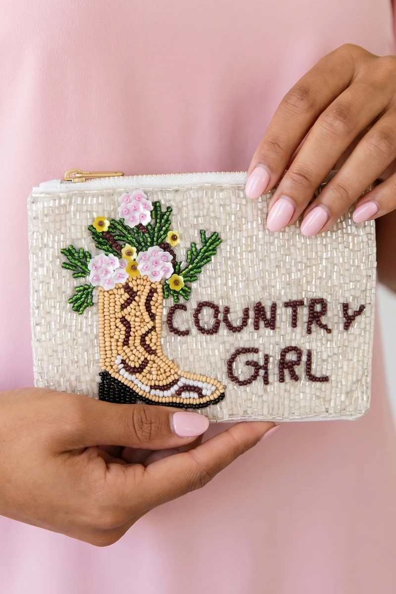 Country Girl Cowboy Boot Beaded Pouch