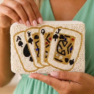 Poker Playing Cards Beaded Coin Purse