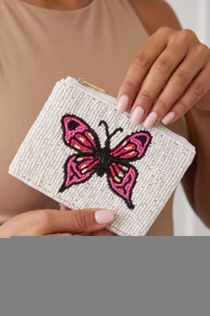 Seed Bead Butterfly Coin Purse