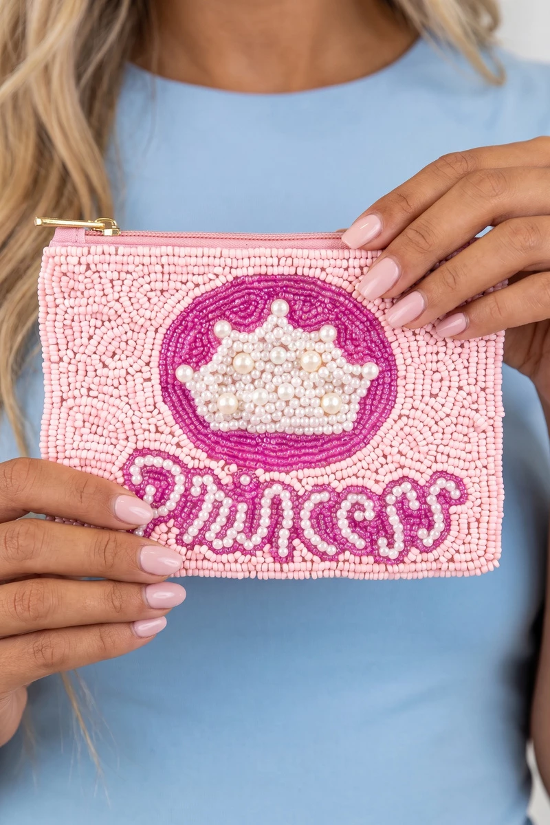 Princess Crown Seed Bead Coin Purse