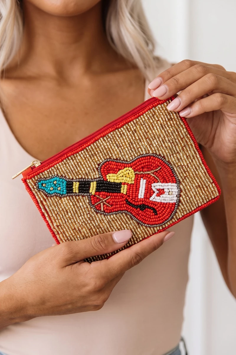 Seed Bead Electric Guitar Coin Purse