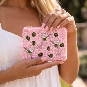 Beaded Martini Cocktail Coin Pouch