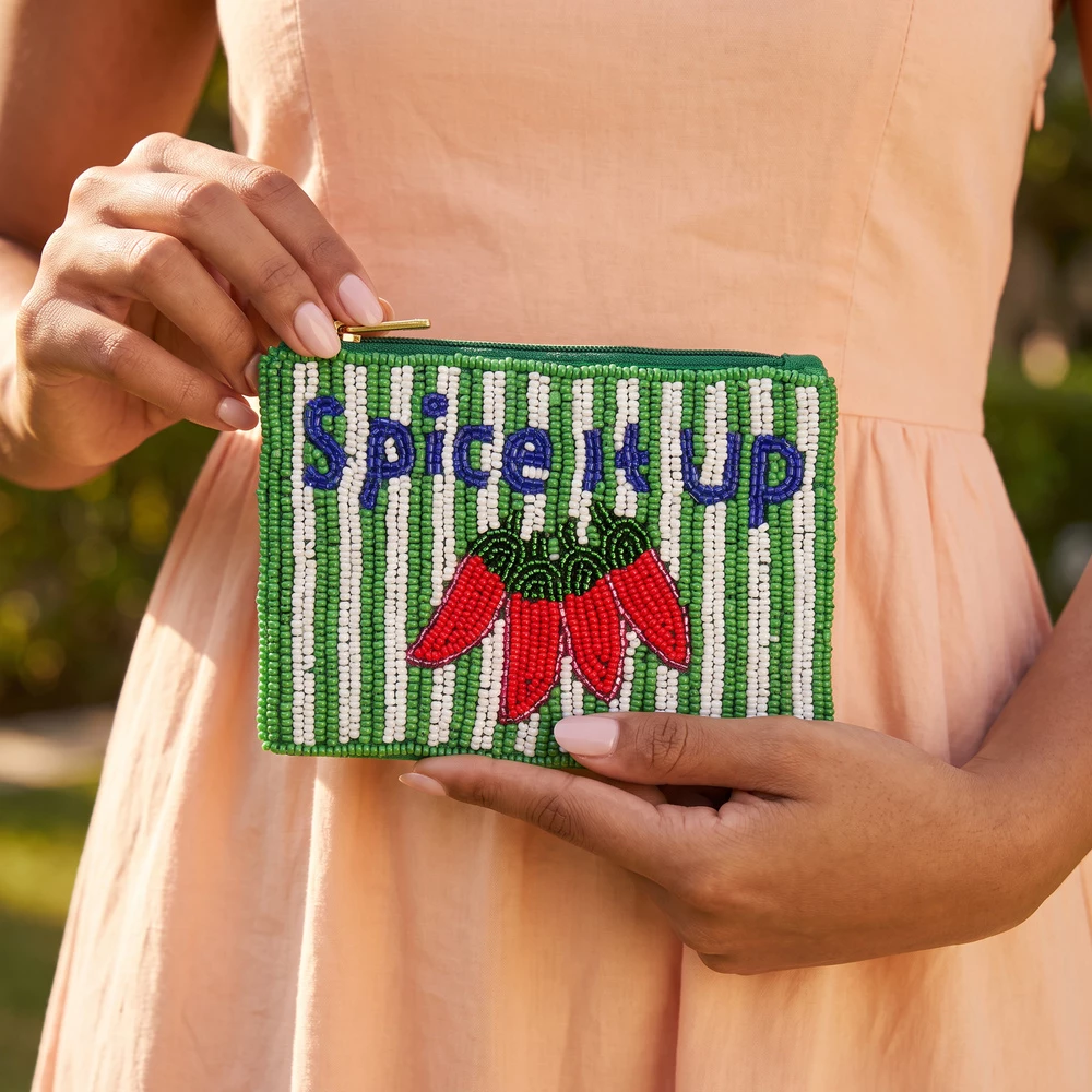 Spice It Up Chili Pepper Beaded Coin Pouch