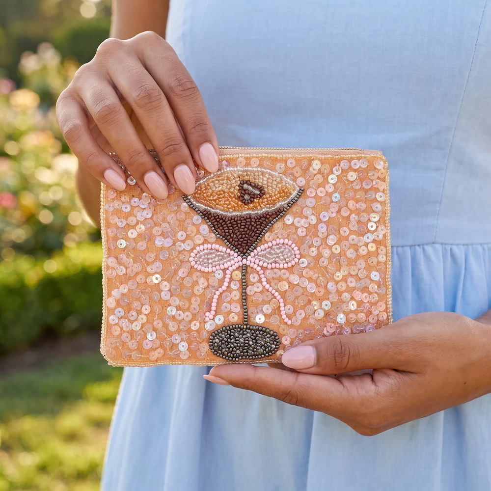 Espresso Martini Sequin Beaded Coin Pouch