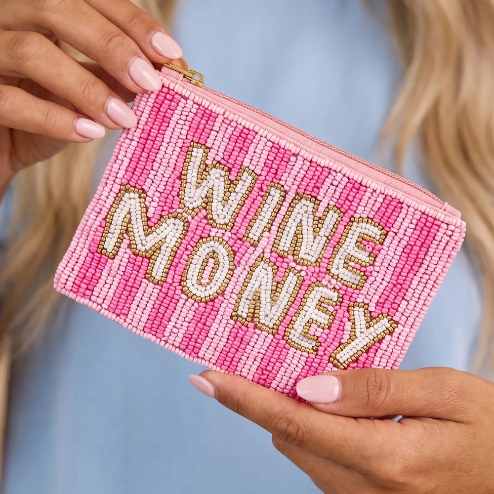 Wine Money Beaded Coin Purse