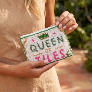 Queen Of Tiles Crown Beaded Coin Pouch