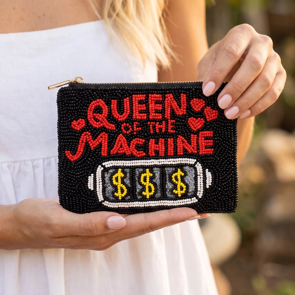 Queen Of The Machine Beaded Coin Pouch