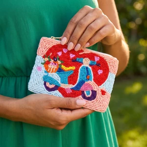 Scooter Girl Heart Beaded Coin Pouch