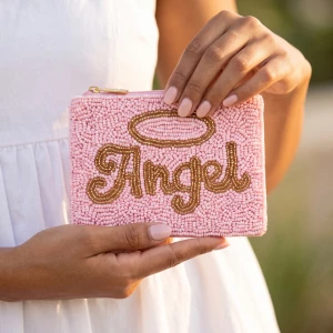 Angel Halo Script Beaded Coin Pouch