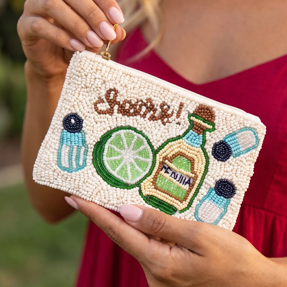 Cheers Tequila And Lime Beaded Coin Pouch
