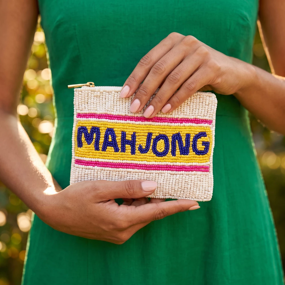 Mahjong Banner Beaded Coin Pouch