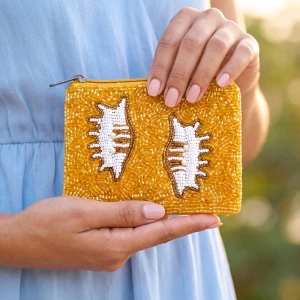 Beaded Conch Shell Coin Pouch