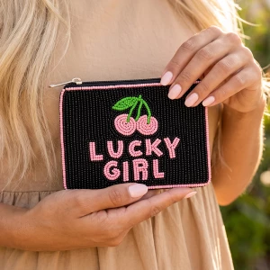 Beaded Lucky Girl Cherry Coin Pouch