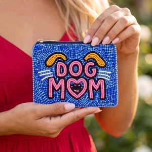 Beaded Dog Mom Ears And Heart Coin Pouch