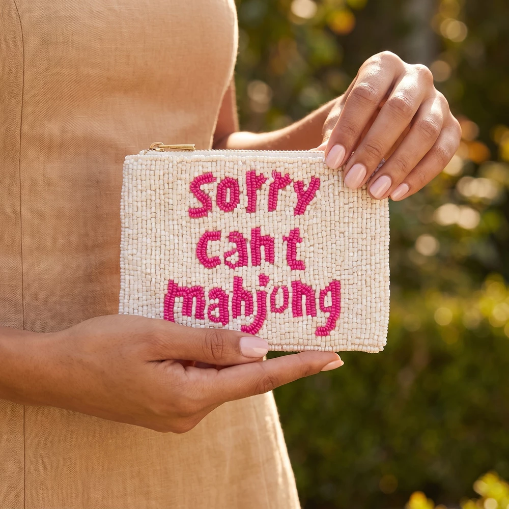 Sorry Cant Mahjong Beaded Coin Pouch