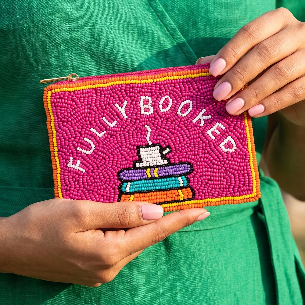 Fully Booked Book Stack Beaded Coin Pouch