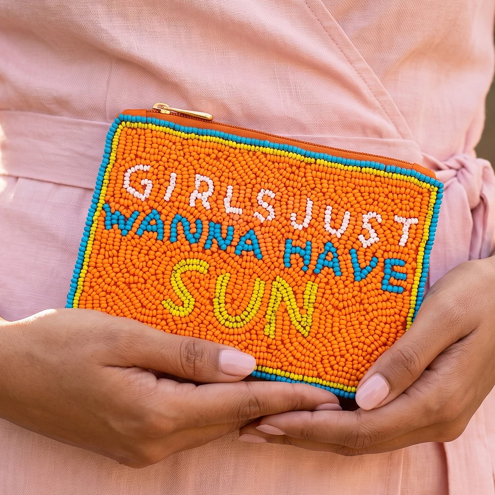 Girls Just Wanna Have Sun Beaded Coin Pouch