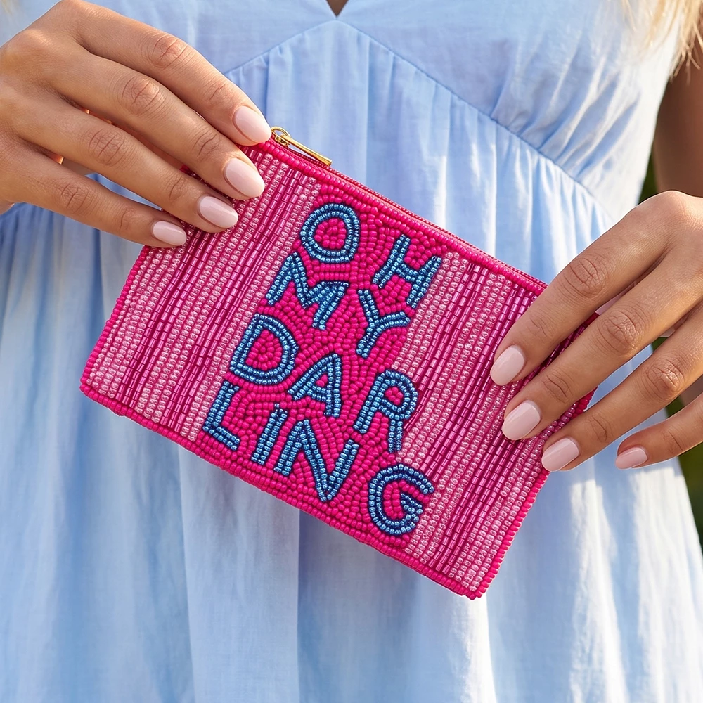 Oh My Darling Striped Beaded Coin Pouch