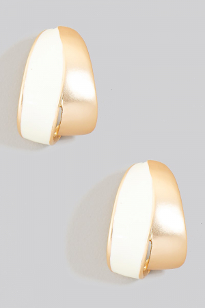 Half Epoxy Wide Metallic Hoop Earrings