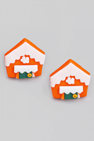 Mini Gingerbread House Christmas Earrings