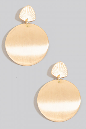 Brushed Metallic Disc Dangle Earrings
