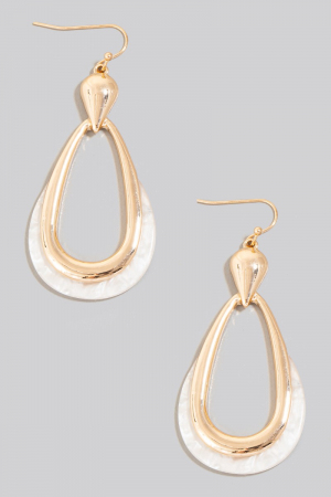 Acetate Accent Oval Tear Dangle Earrings